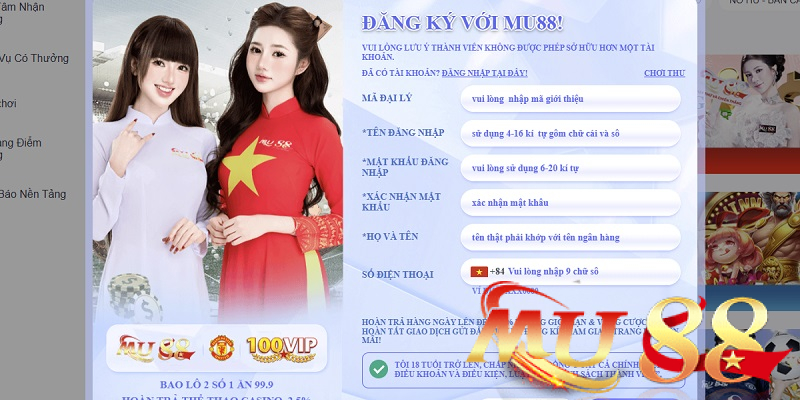 Khuyến mãi hội viên mới Mu88 - Bùng nổ cơ hội nạp đầu 2 Đăng ký tài khoản - Nhận vốn trải nghiệm