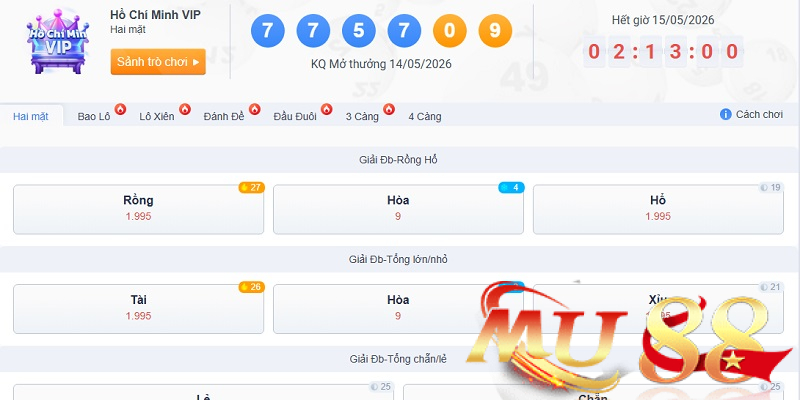Xổ số VIP Mu88: Trải nghiệm “hình thức cược” hot nhất 2026 2 Hồ Chí Minh VIP đầy sôi động