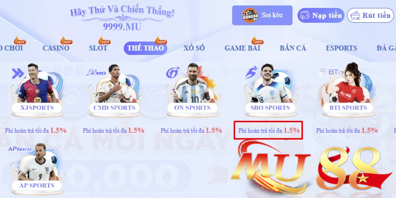 Hoàn trả Thể Thao 1.5%