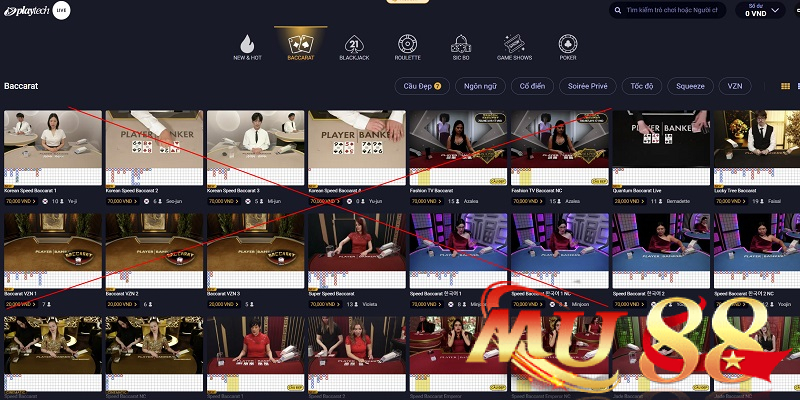 Sảnh PT Casino Mu88 - Live Casino Playtech đa dạng 4 Không chạy theo cảm xúc