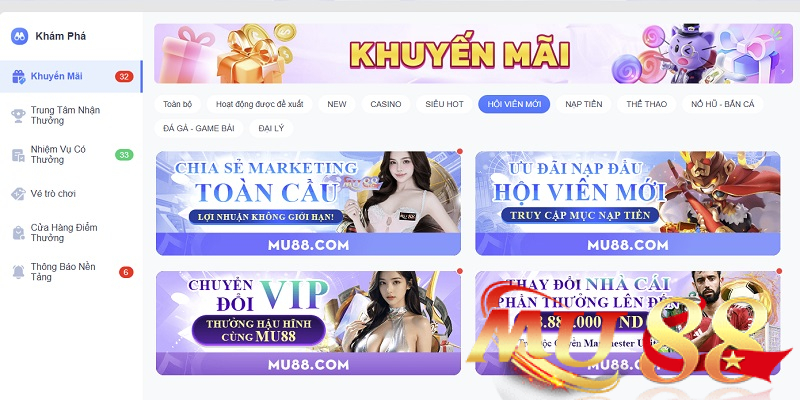 Khuyến mãi hội viên mới Mu88
