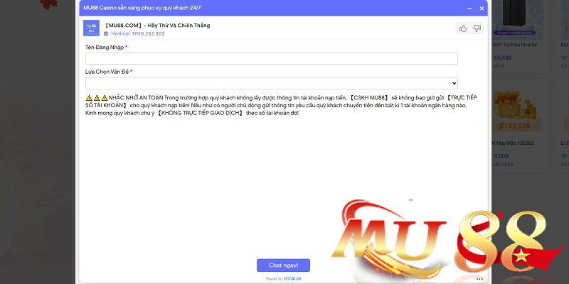 Liên hệ Mu88 - Các kênh CSKH, Hotline, Live Chat và Telegram 2 Live Chat - Kênh liên hệ nhanh trên website