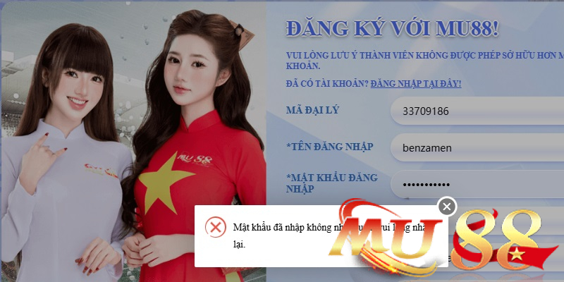 Đăng ký Mu88 - Hướng dẫn tạo tài khoản nhanh từ A-Z 3 Lỗi thường gặp khi đăng ký Mu88
