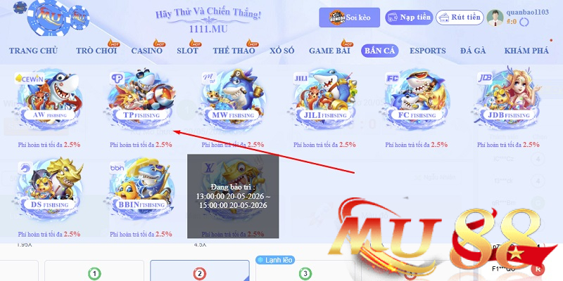 Tìm biểu tượng “TP” trong danh sách nhà phát hành