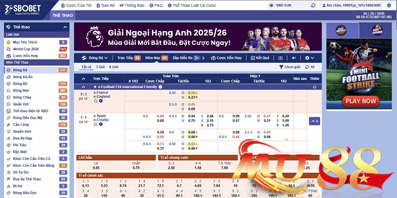 Tổng quan về Sảnh SBO Sports tại Mu88