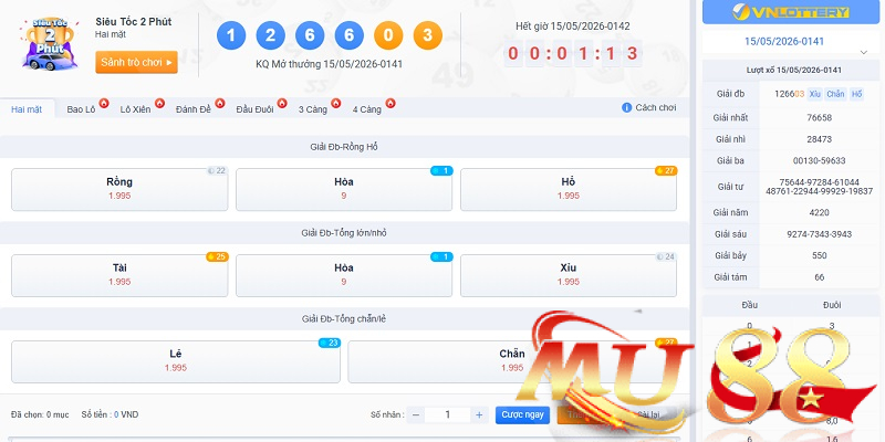 Xổ số siêu tốc Mu88 - Cách chơi XSST nhanh và hiệu quả 2 XSST 1 phút và 2 phút