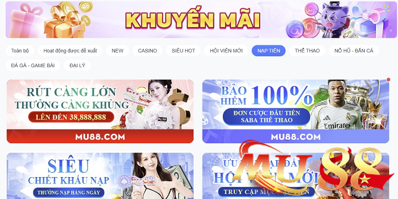 khuyến mãi nạp tiền Mu88
