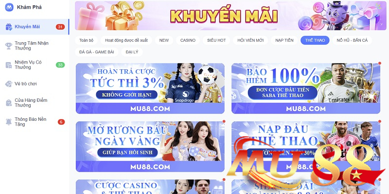 khuyến mãi thể thao Mu88